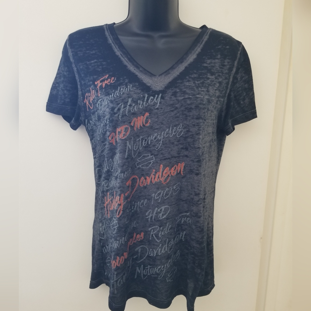 Harley-Davidson Gasoline Alley Kelowna BC Burnout V-Neck Tee S